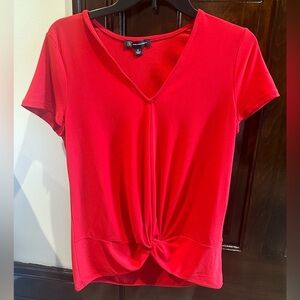 Red v neck short sleeve blouse​​​